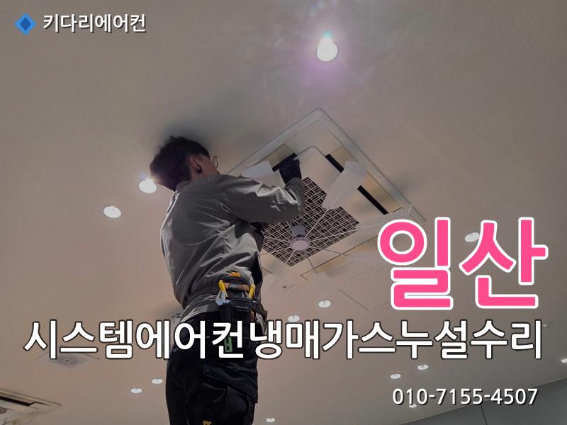 일산 일산 시스템에어컨 냉매가스 누설 수리, 실외기 응축기(콘드) 교체로 해결한 현장 - 키다리에어컨 시공사례
